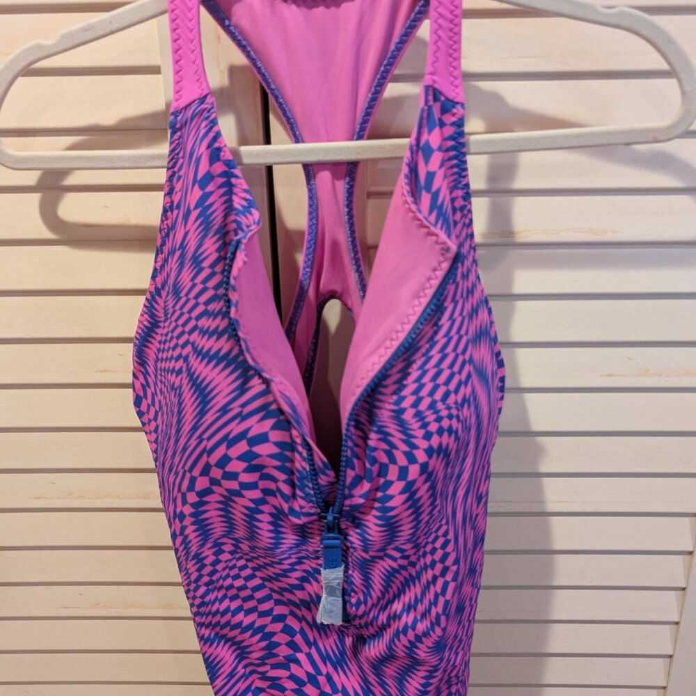 Fabletics High Tide Zip-Front One-piece racerback swimsuit NWT Large - Picture 4 of 10
